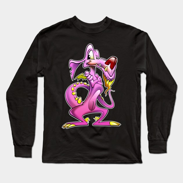 Smart Pink Dragon Long Sleeve T-Shirt by VintageHeroes